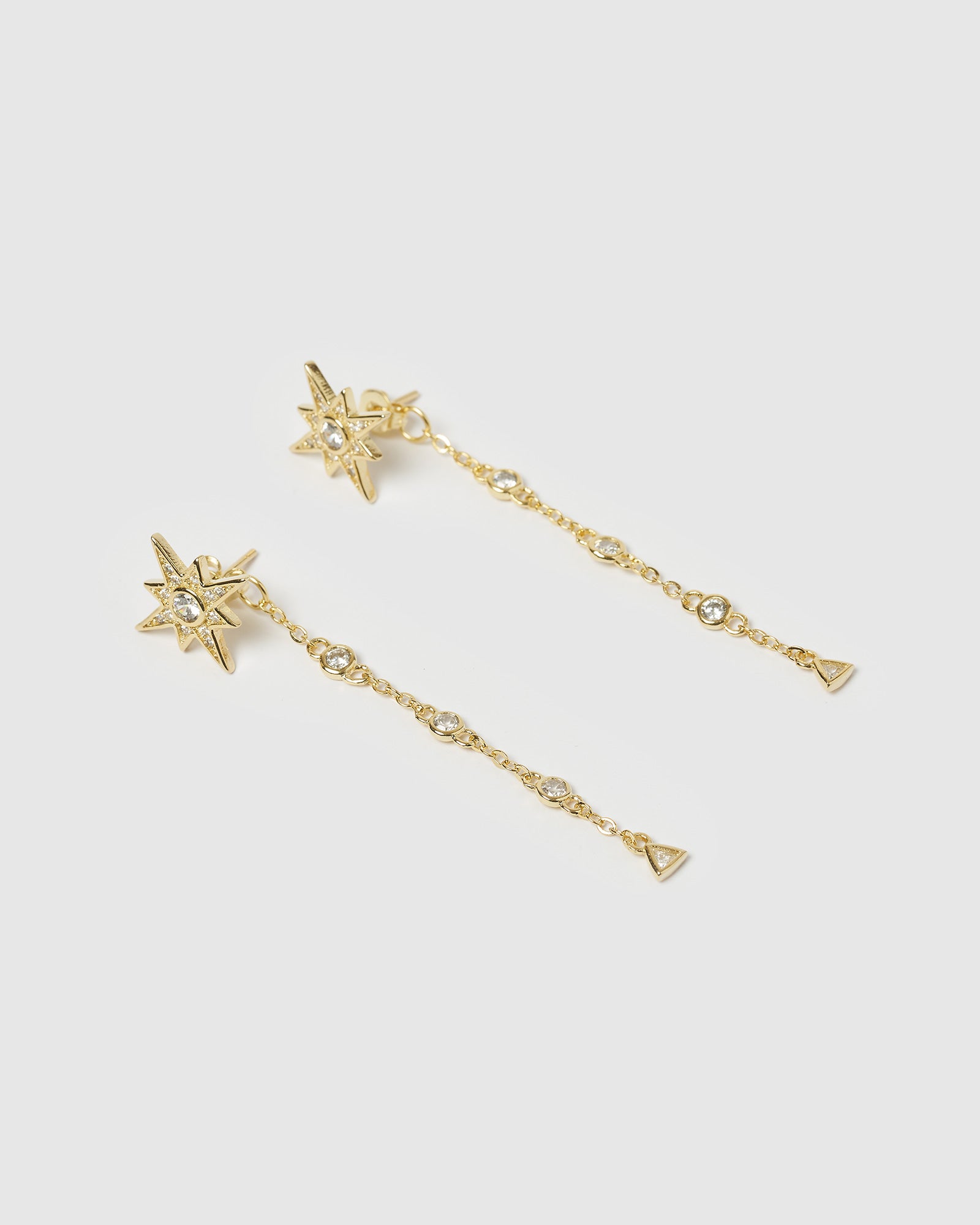 Izoa Celeste Drop Stud Earrings Gold