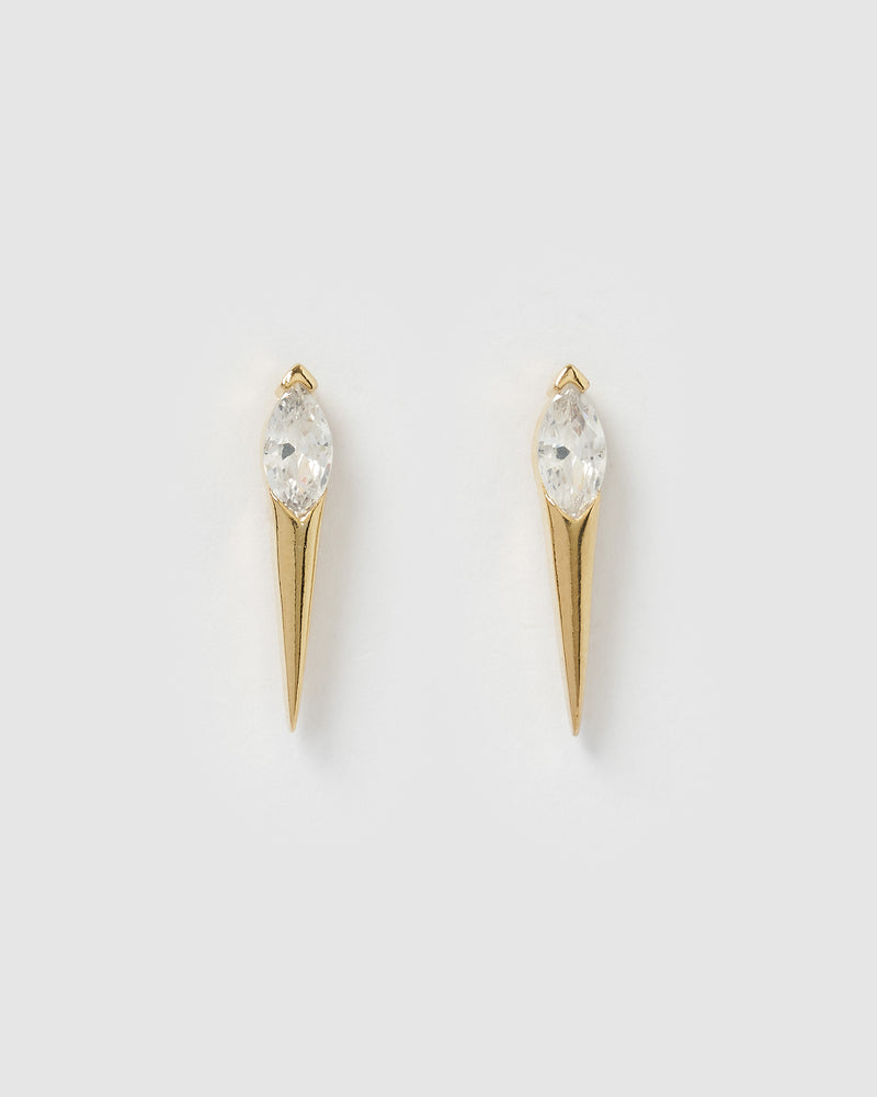 Izoa Teneille Pointed Stud Earrings Gold