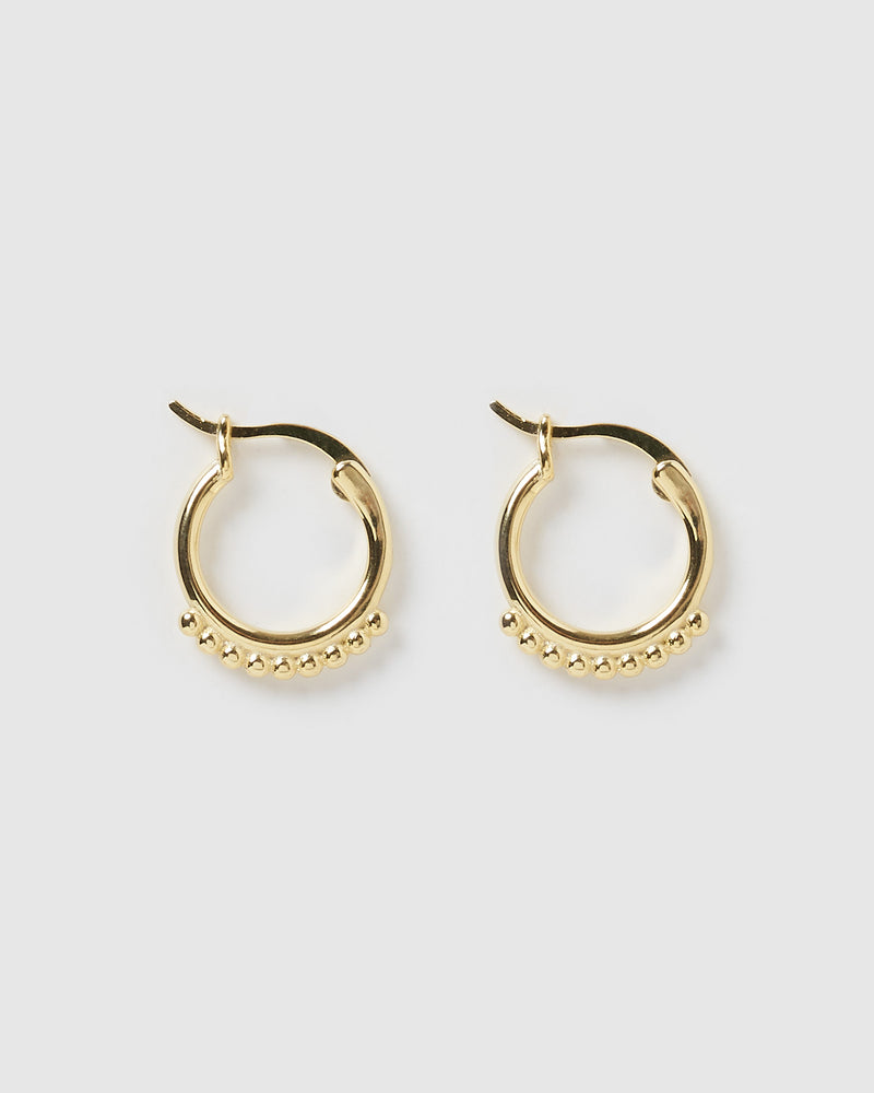 Izoa Mini Detail Huggie Earrings Gold