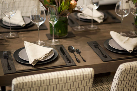 Luxury tablewear and black cutlery