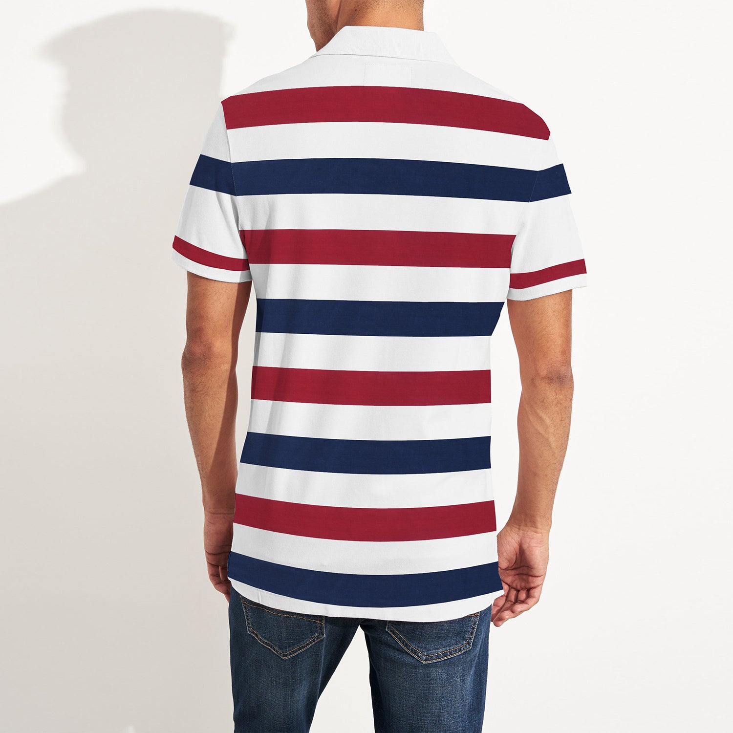 mens red white and blue polo shirt