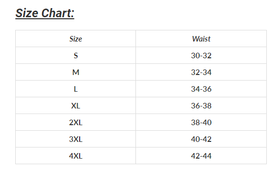 reebok bottoms size chart