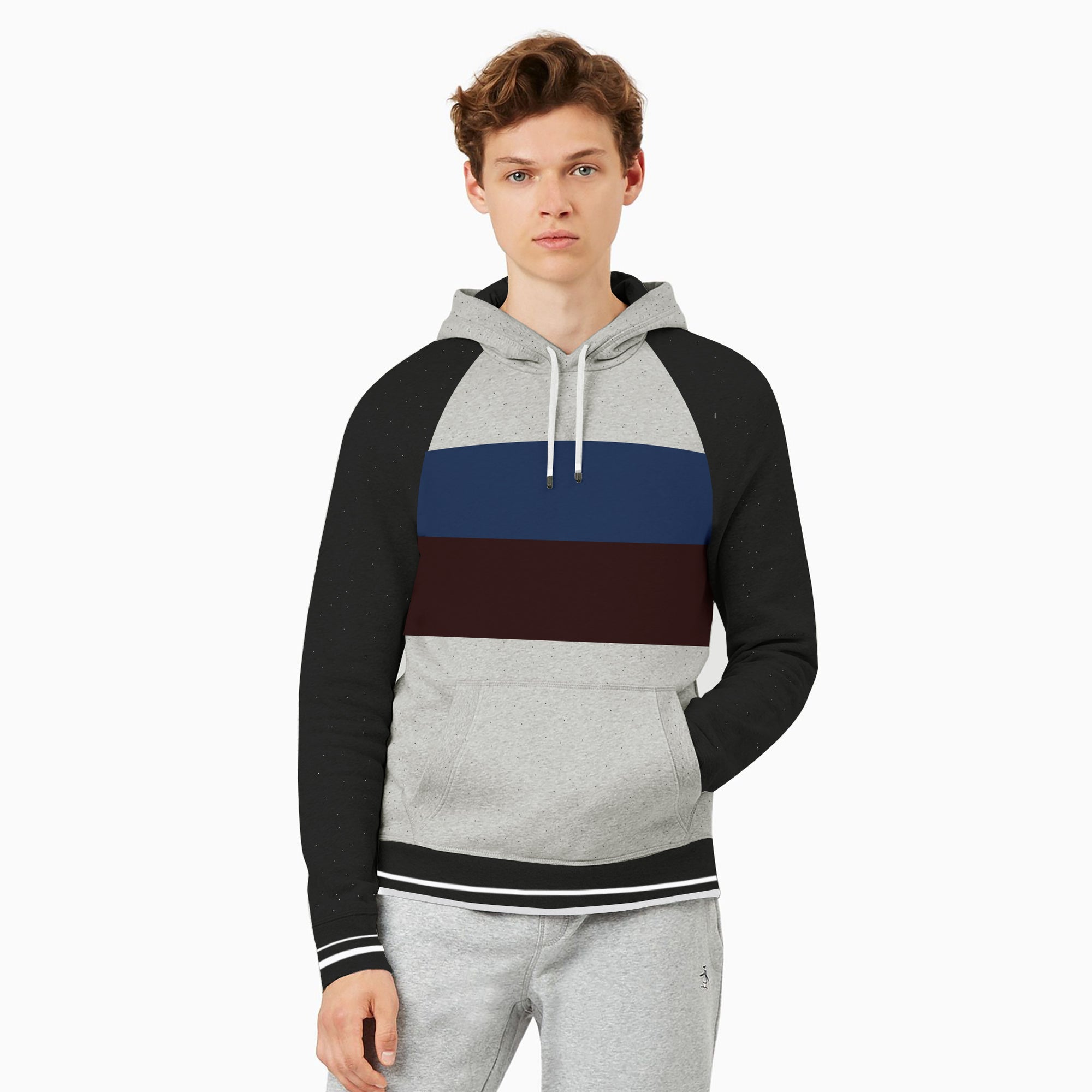 mens panel raglan zip up hoodie