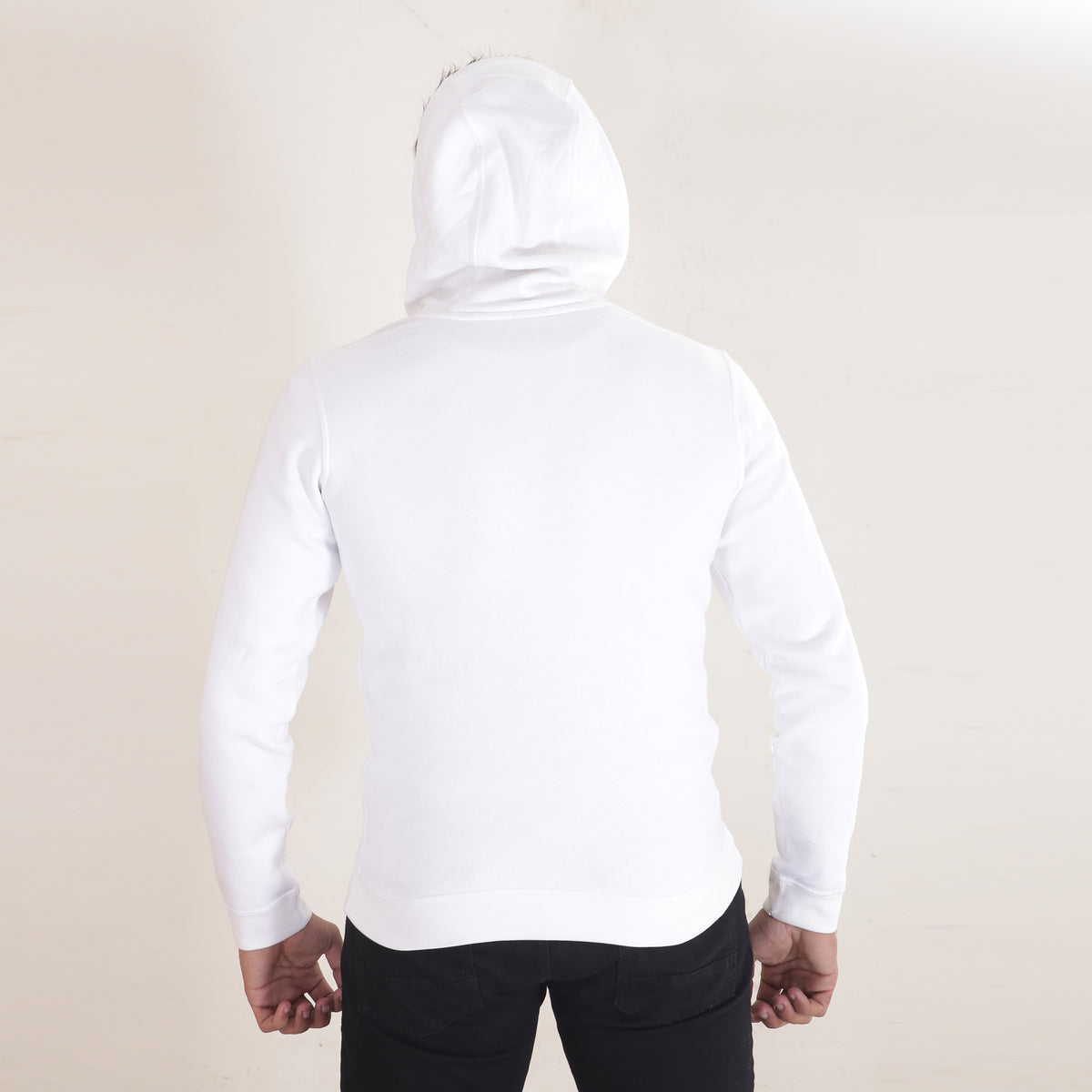 white fleece pullover