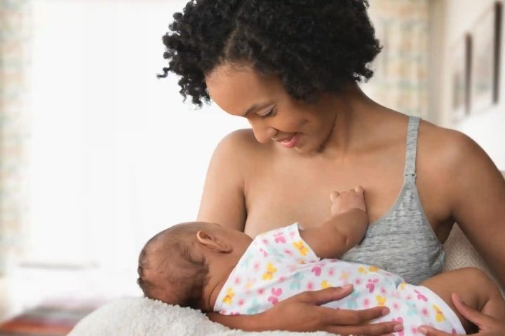 A mom is breastfeeding