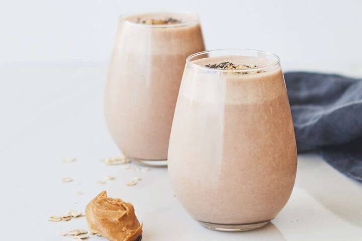 Peanut smoothie in a glass