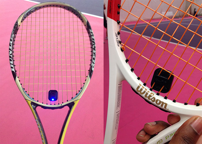 Qlipp positioned on tennis racket