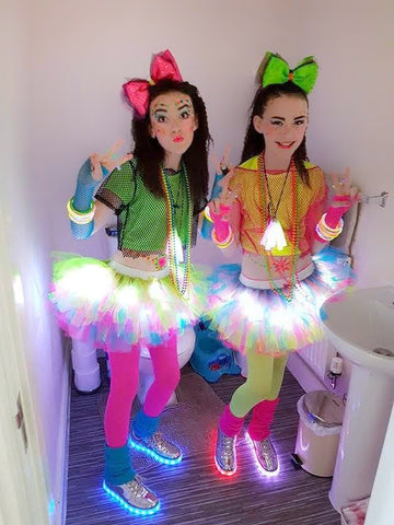 girls neon tutus light up skirts birthday party dance ideas
