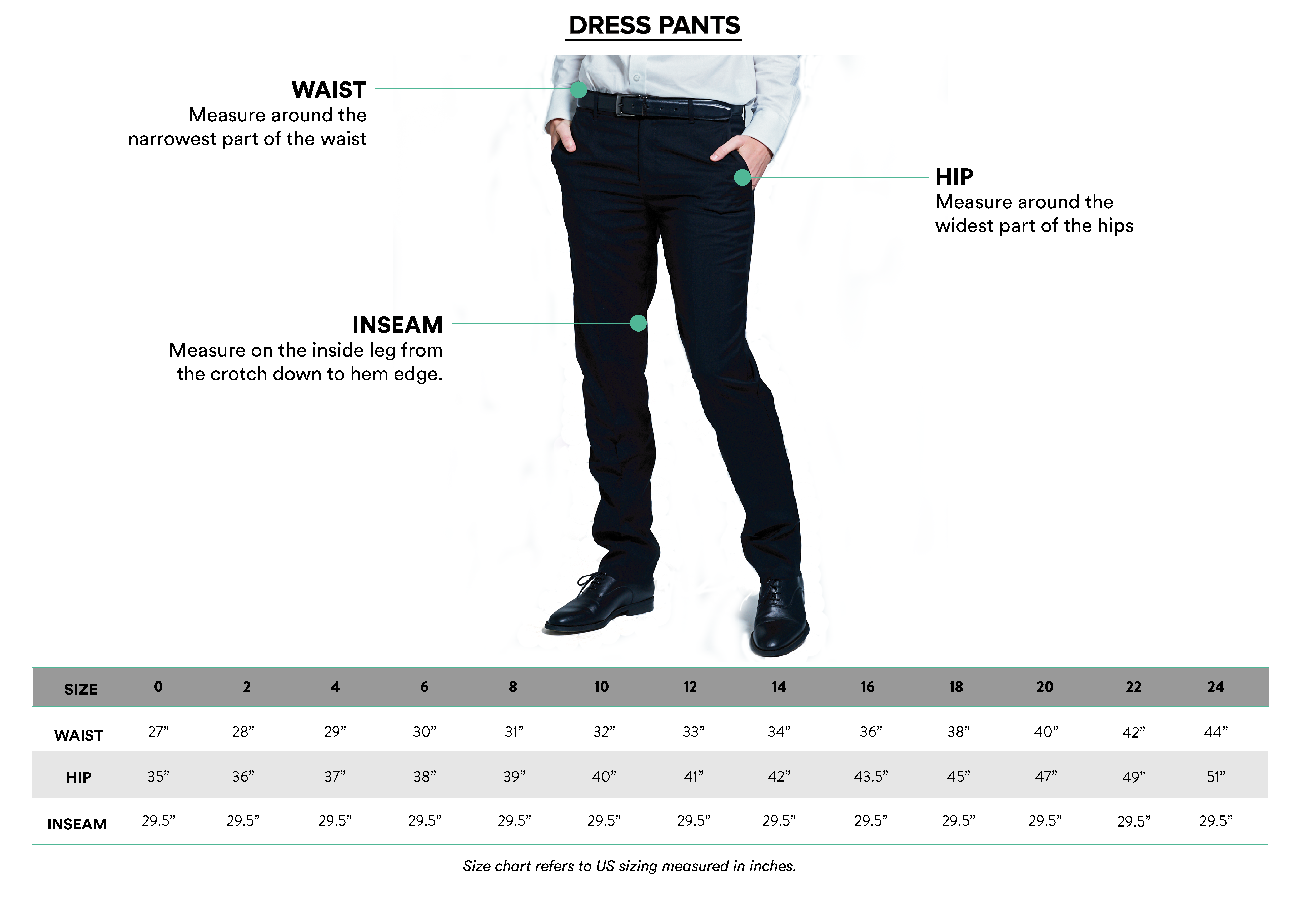 pants size chart