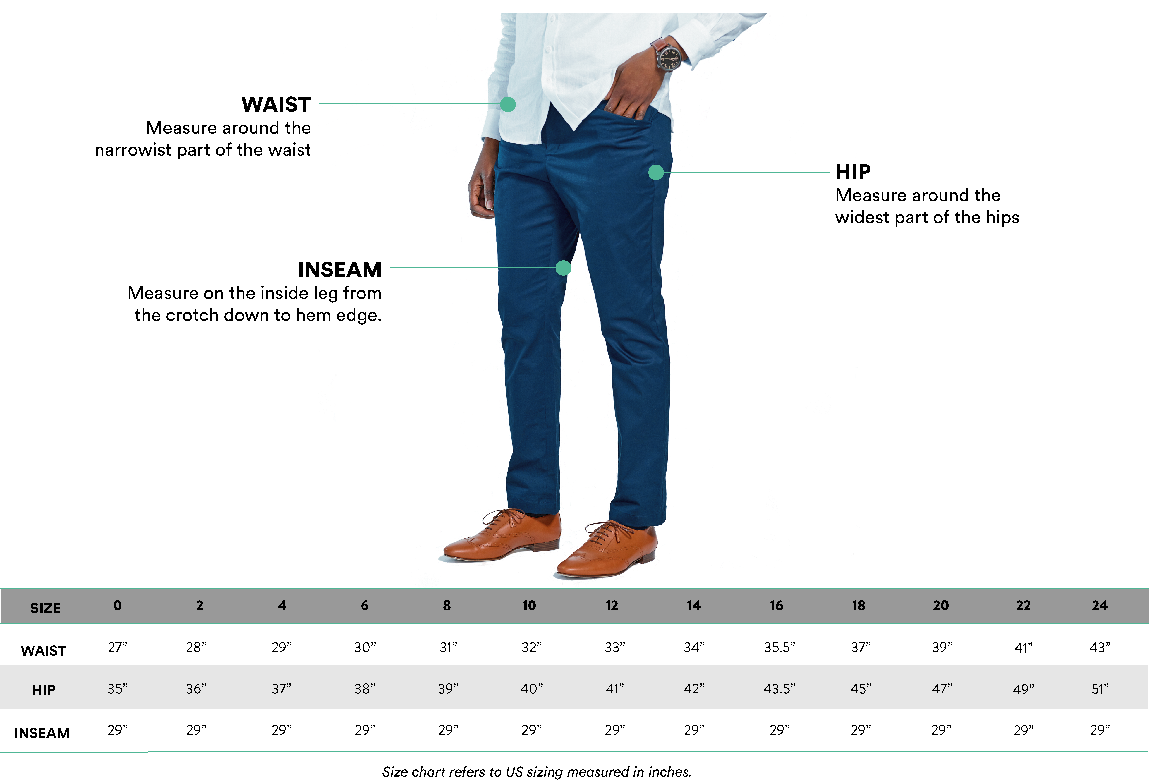 Fit and Size Guide - Pants - Kirrin Finch