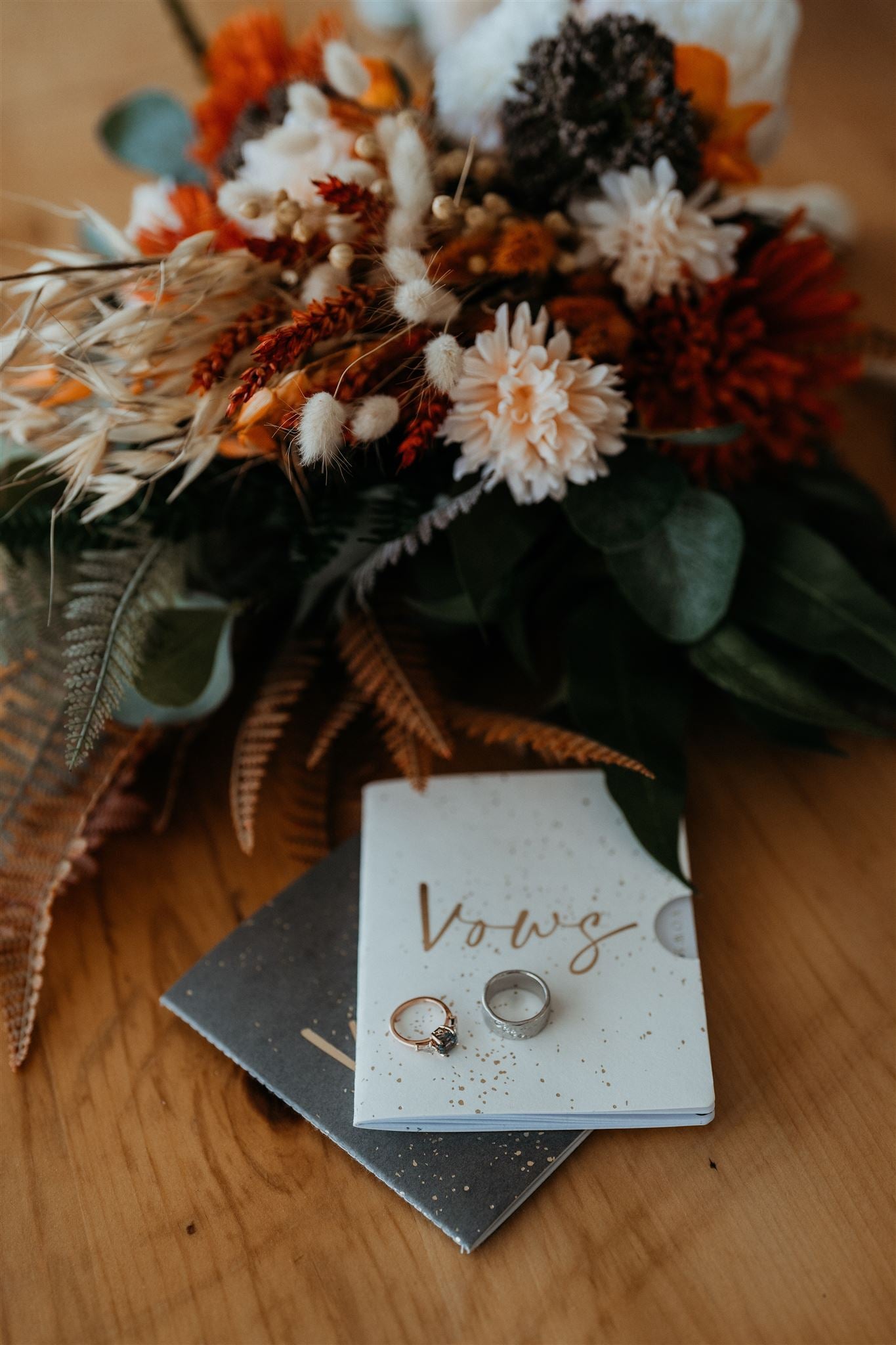 Display of wedding rings and vows