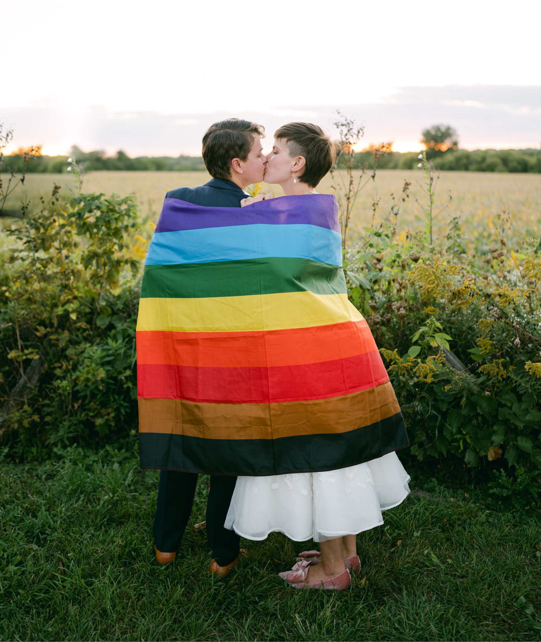 Real Lesbian Wedding Gay Flag Wrap