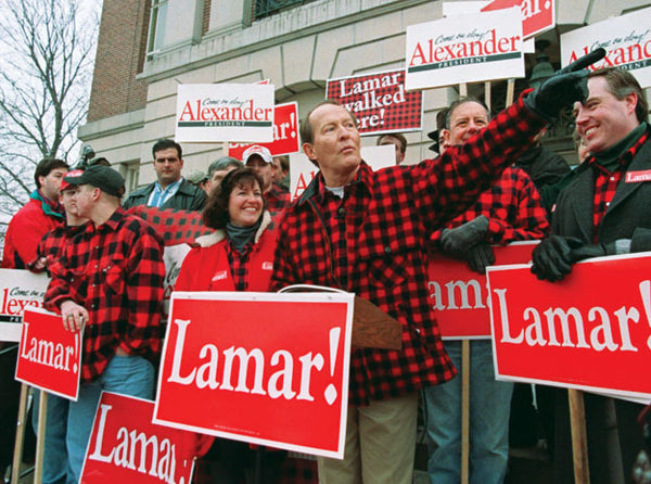 Lamar Alexander in a Red and Black Flannel