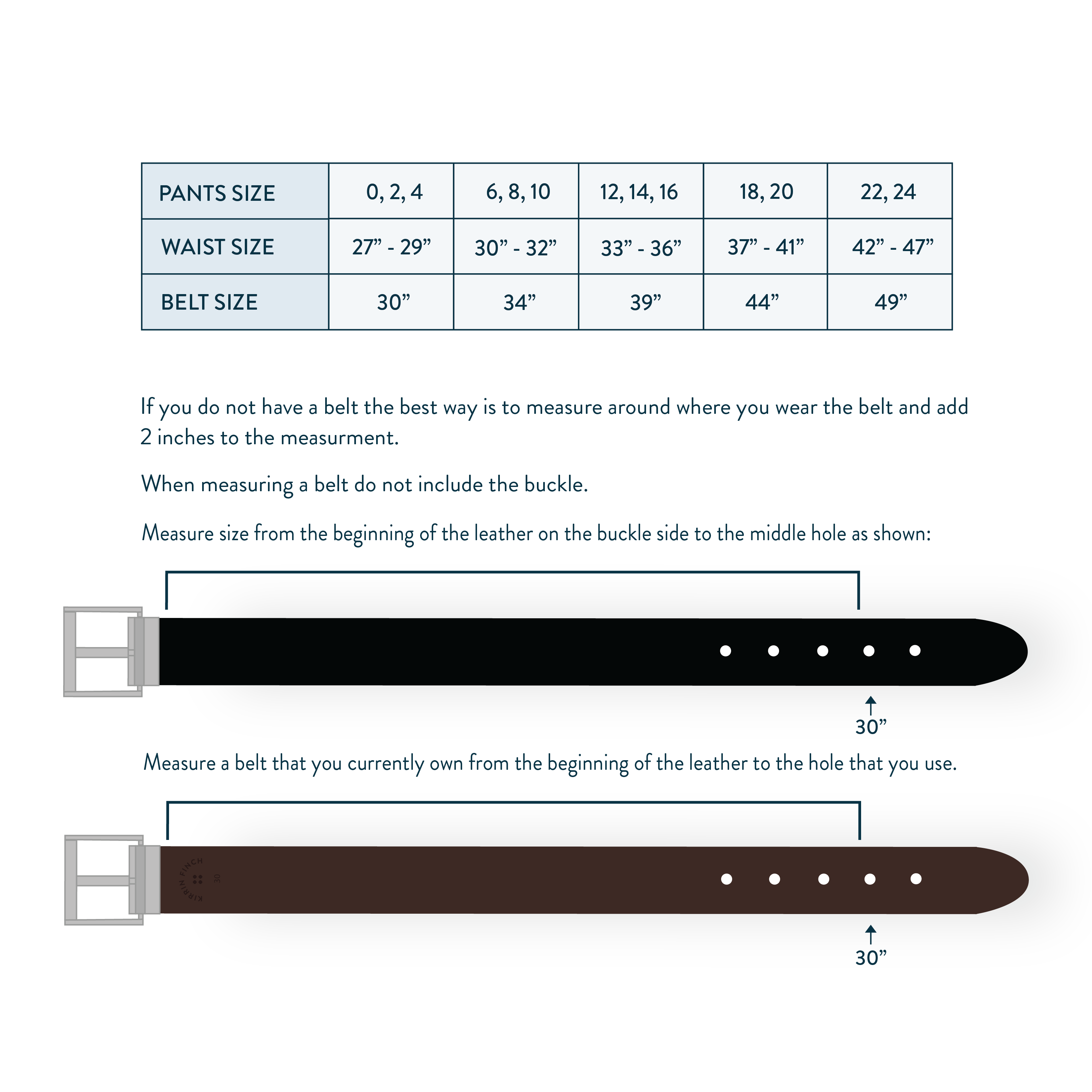 Belts Size Chart – Kirrin Finch
