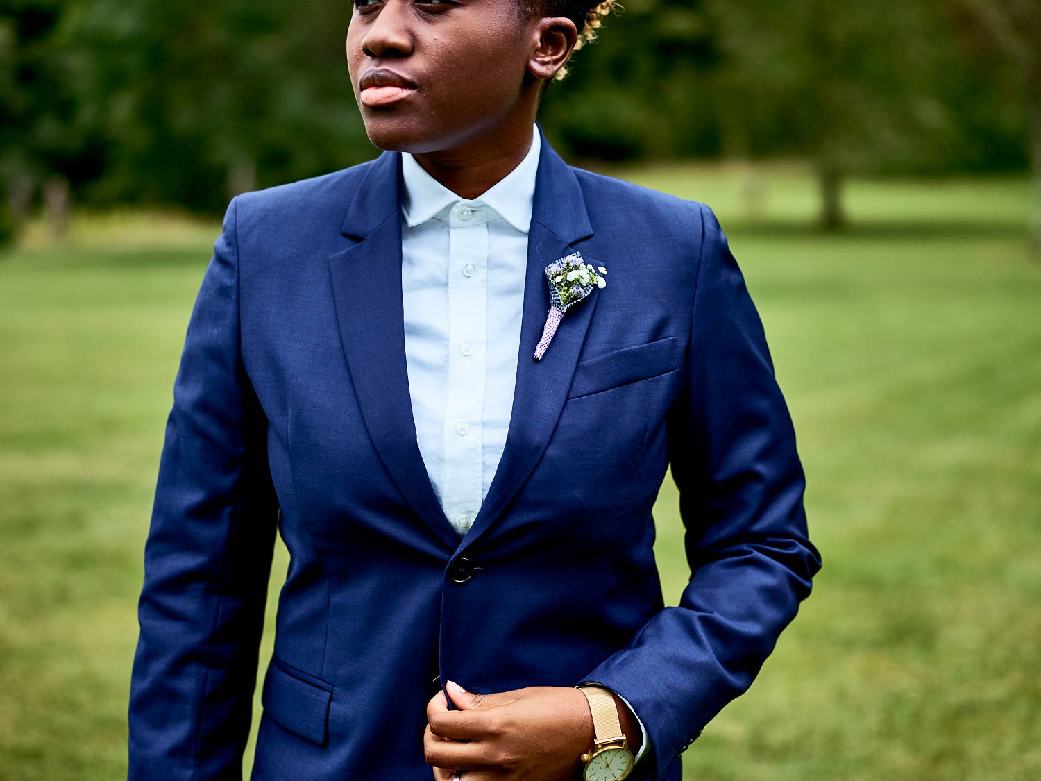 Lesbian Wedding Navy Suit