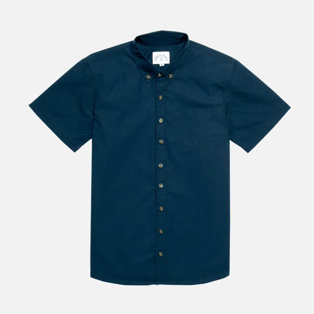 Navy Blue Chambray Short-Sleeve Shirt | Kirrin Finch