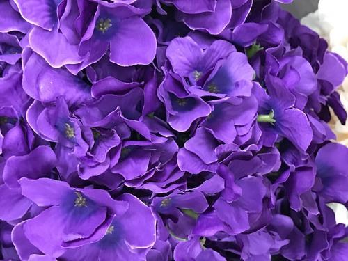 Artificial Flower Dark Purple Hydrangea Bunch 7 head silk ...