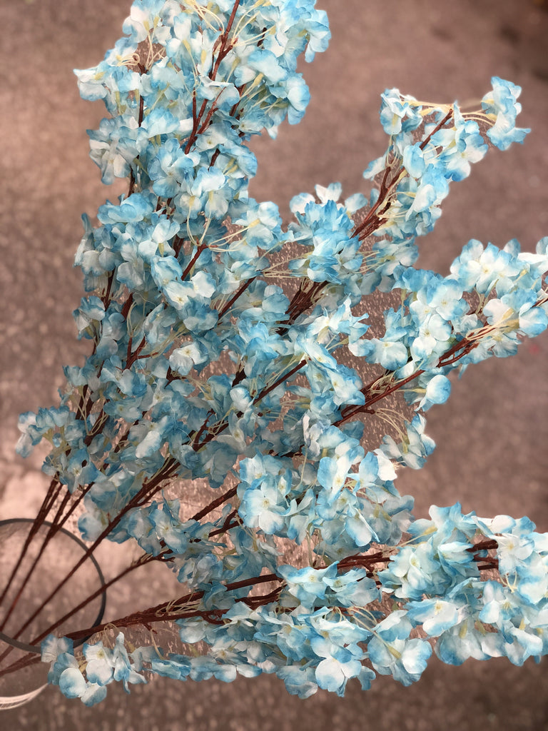 Artificial Cherry Blossom Sakura Blue Wedding Decoration Silk Fake