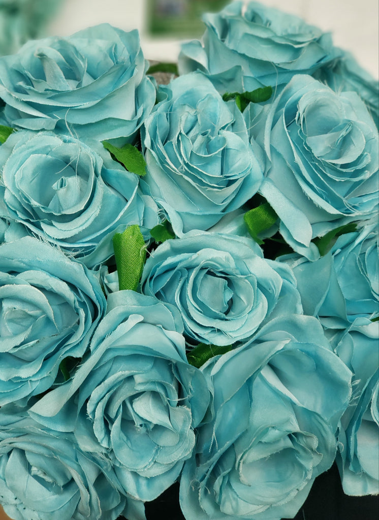 Artificial Flower Rose Bunch with leaf 18 head (Baby Blue) – Viva La Rosa
