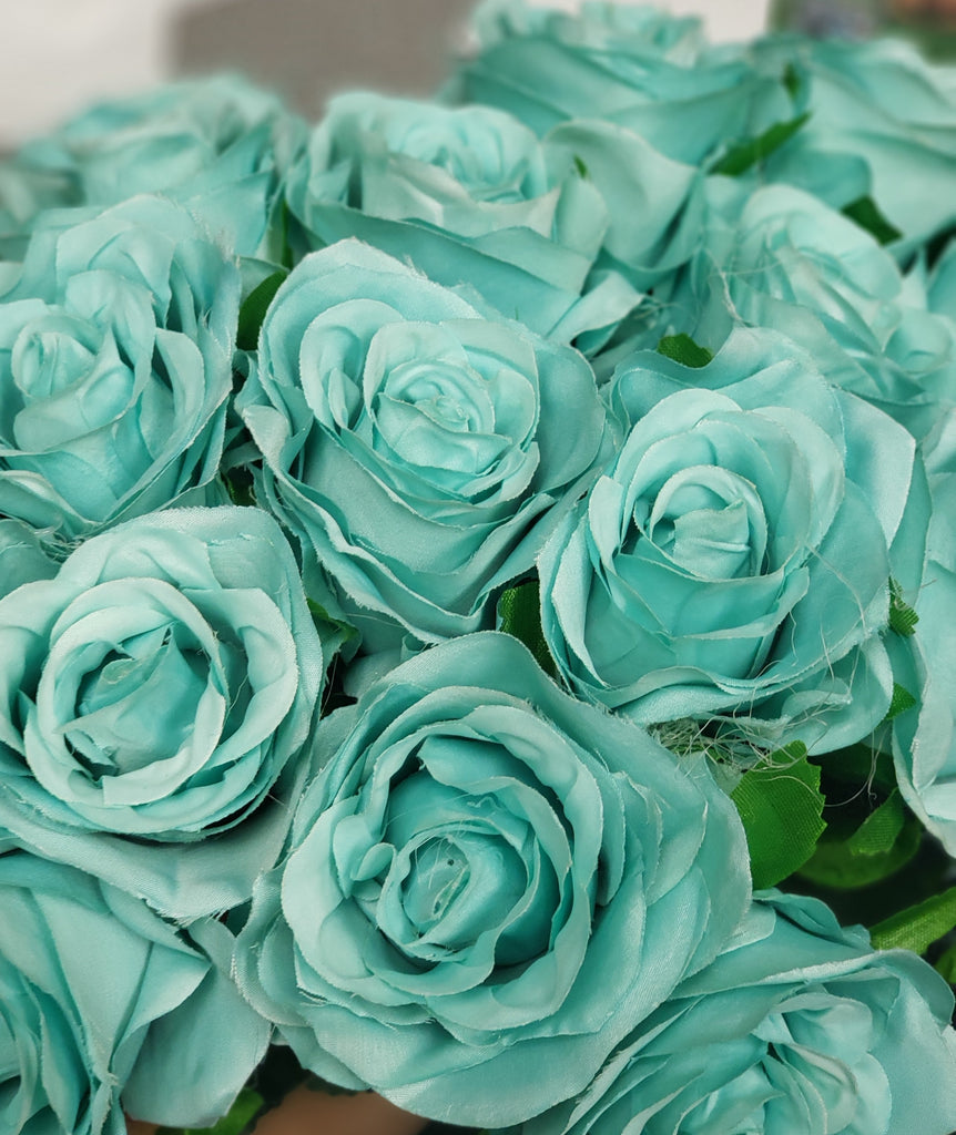 teal artificial flowers