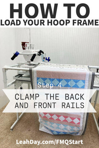 Step by step loading the back of a quilt on a longarm quilting frame