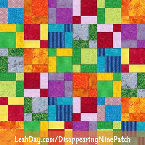 Disappearing Nine Patch Free Quilt Pattern Using Fat Quarters – LeahDay.com