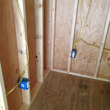 wiring, insulating, and paneling shed