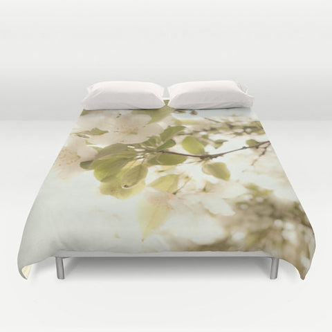 Art Duvet Cover Soft White Flowers Photography Home Decor