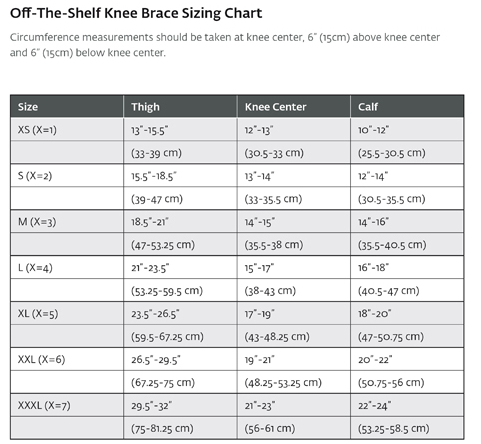 Knee support measurement grande