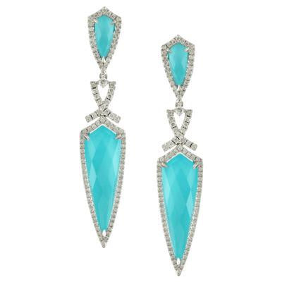 Doves Jewelry - Turquoise & White Topaz Chandelier Earrings