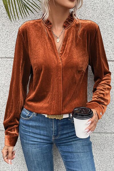 Grecian Cold Shoulder Long Sleeve Blouse – The Nest On Main