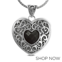 Metalsmiths Sterling Silver Black Onyx Heart Pendant