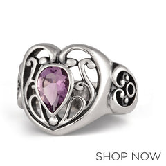 Metalsmiths Sterling Silver Amethyst Heart Ring