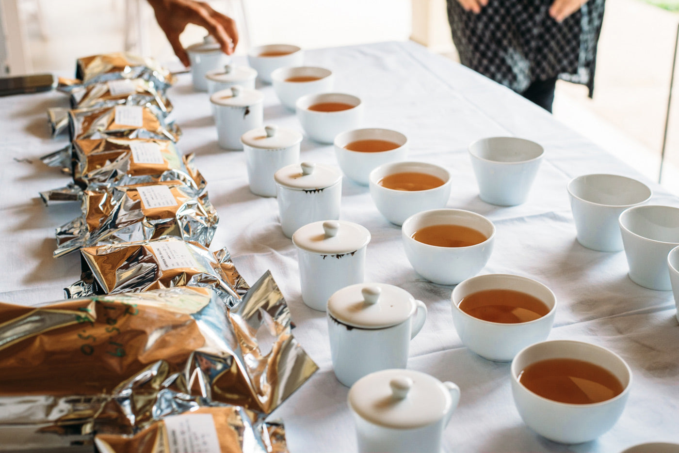 Cupping the tea after all the hard work has been done