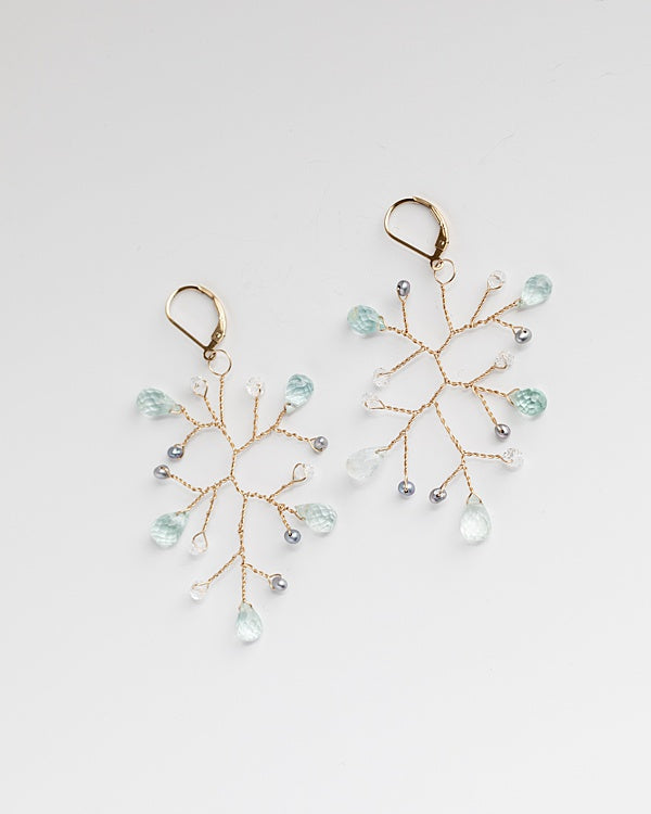 Sparkling Sea Aquamarine Branch Earrings