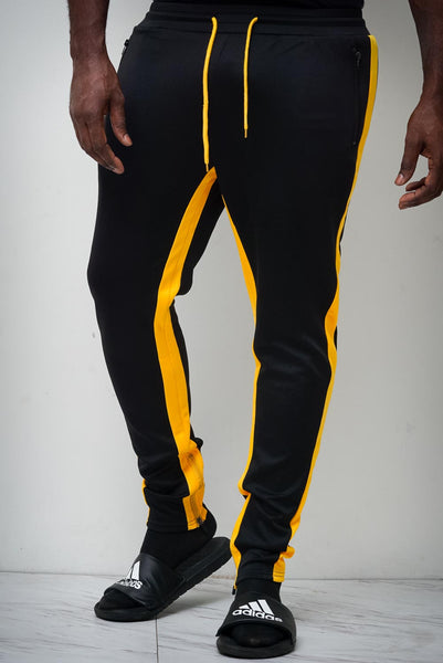 black and yellow joggers mens