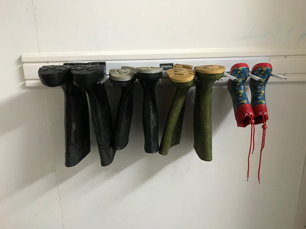 wall mounted welly rack with shelf