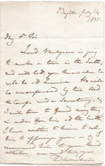 DEVONSHIRE William Cavendish, 6th Duke - Autograph Letter Signed arranging a visit to Lismore