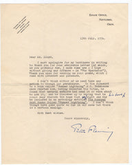 FLEMING Peter - Typed Letter Signed 1954 quoting P.G. Wodehouse