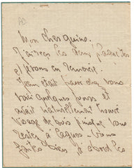 RENOIR Pierre - Autograph Letter Signed 1918 from the son of the artist to sculptor Richard Guino