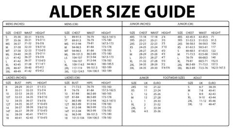Alder Size Guide
