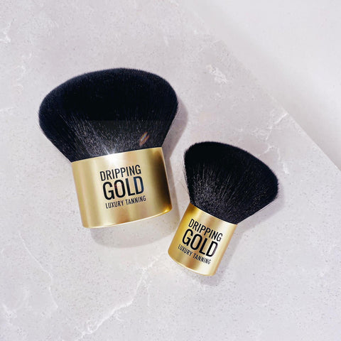 Dripping Gold Mini and Large Kabuki brushes