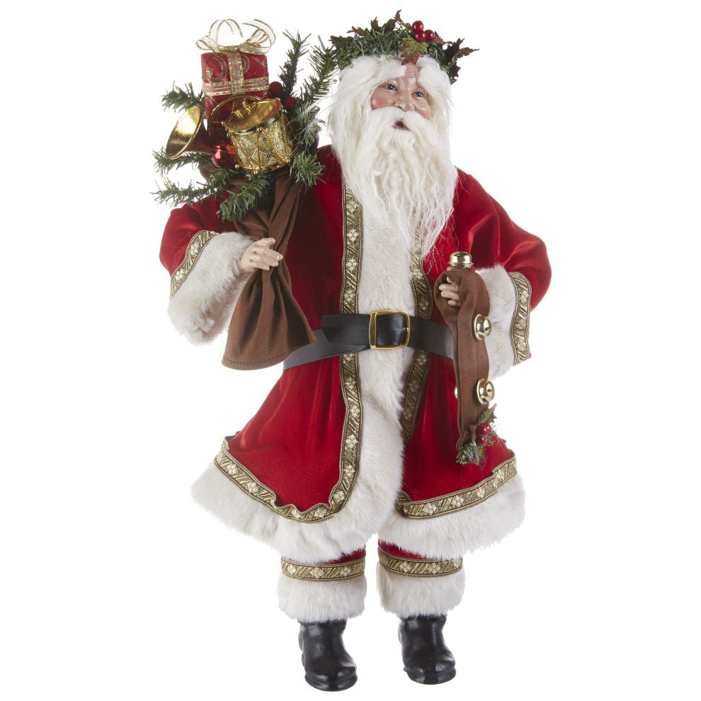 Tabletop Santa Wearing Wreath on Head