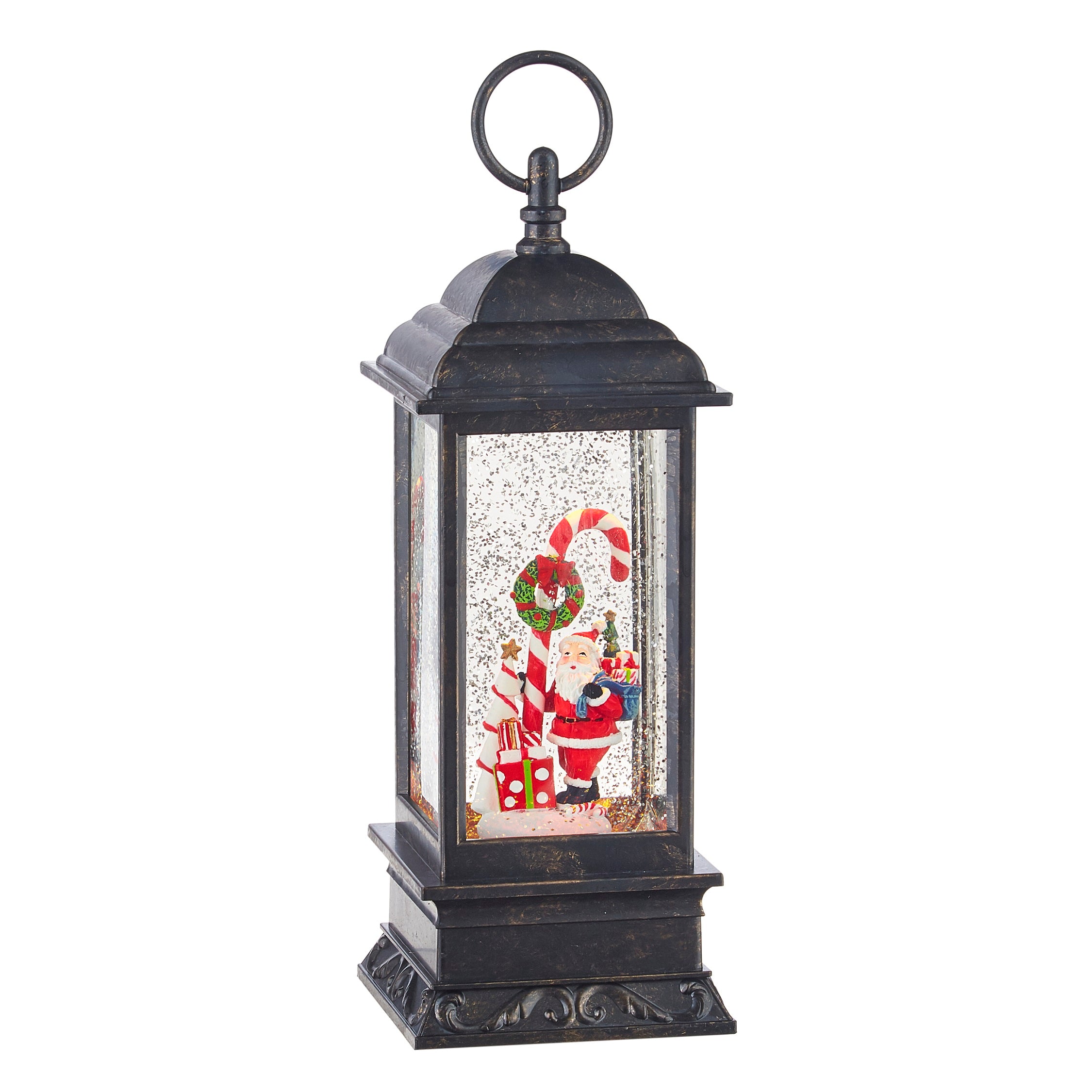 Santa with Candy Canes Musical Water Lantern