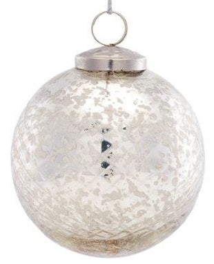 Silvery Mercury Glass Ball Ornament