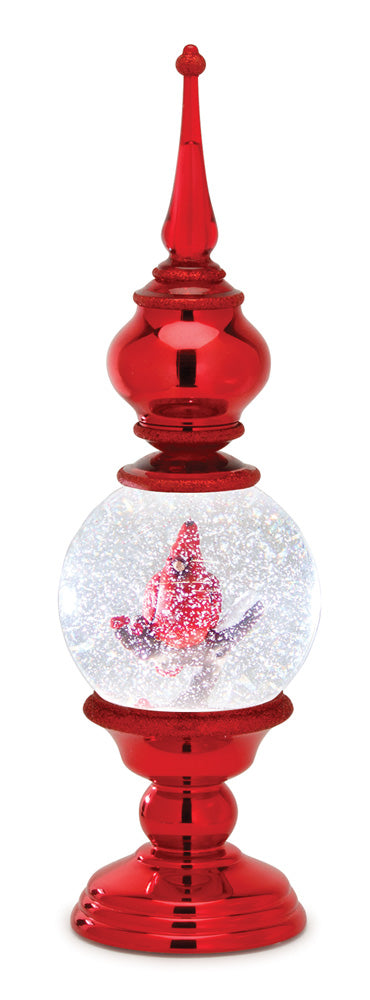 Snowy Cardinal Finial Snowglobe