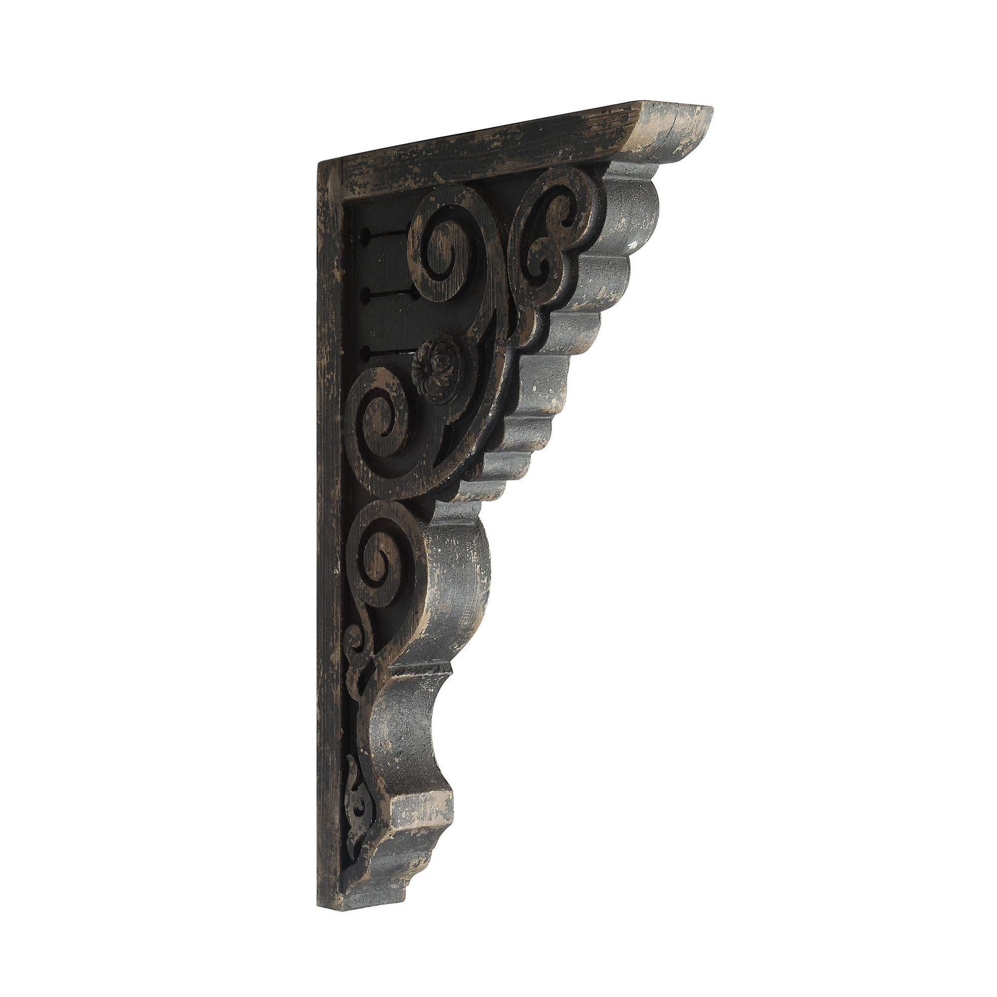 Distressed Black Wooden Corbel Paul Michael Company