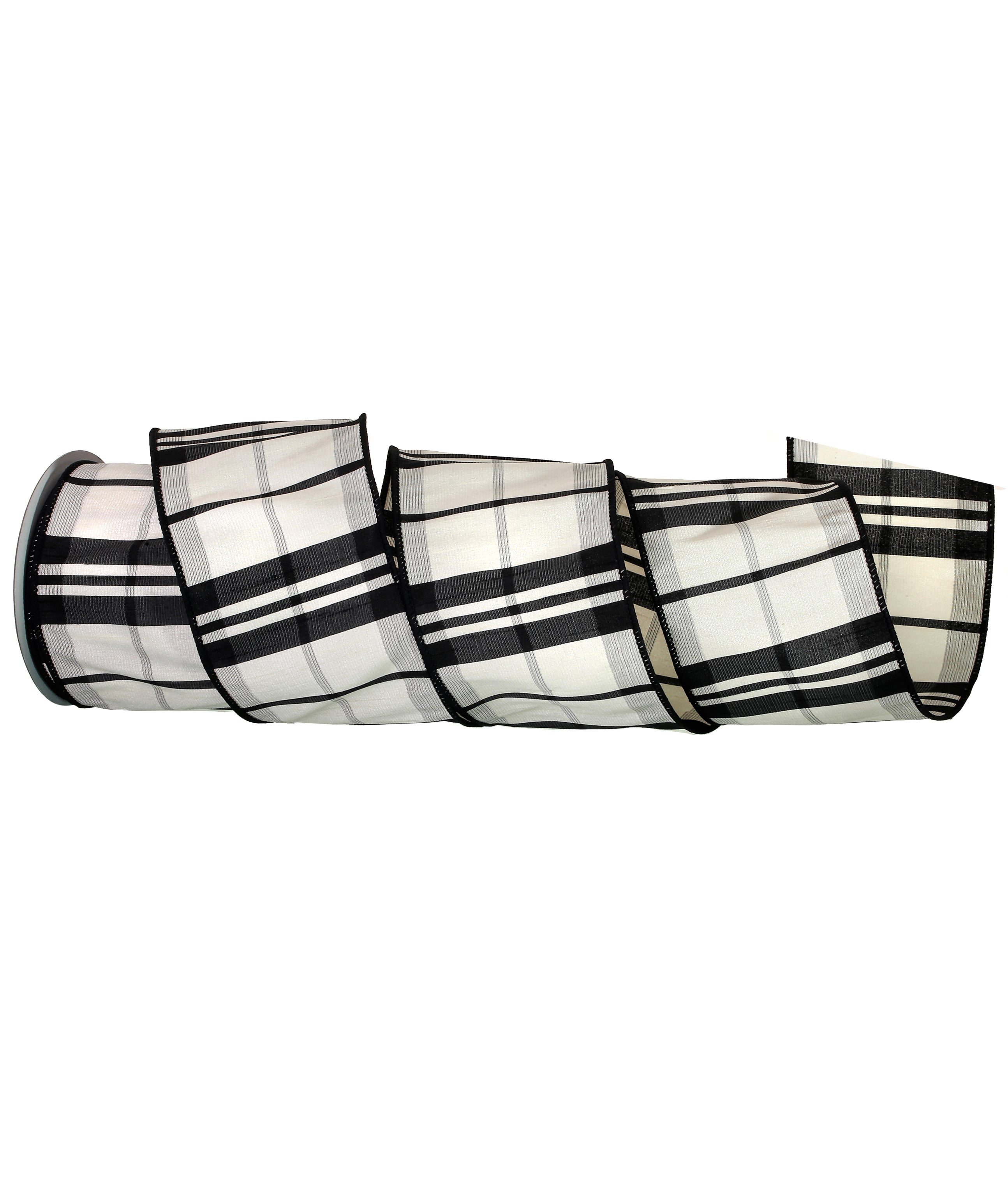 Black and White Dupioni Plaid Ribbon