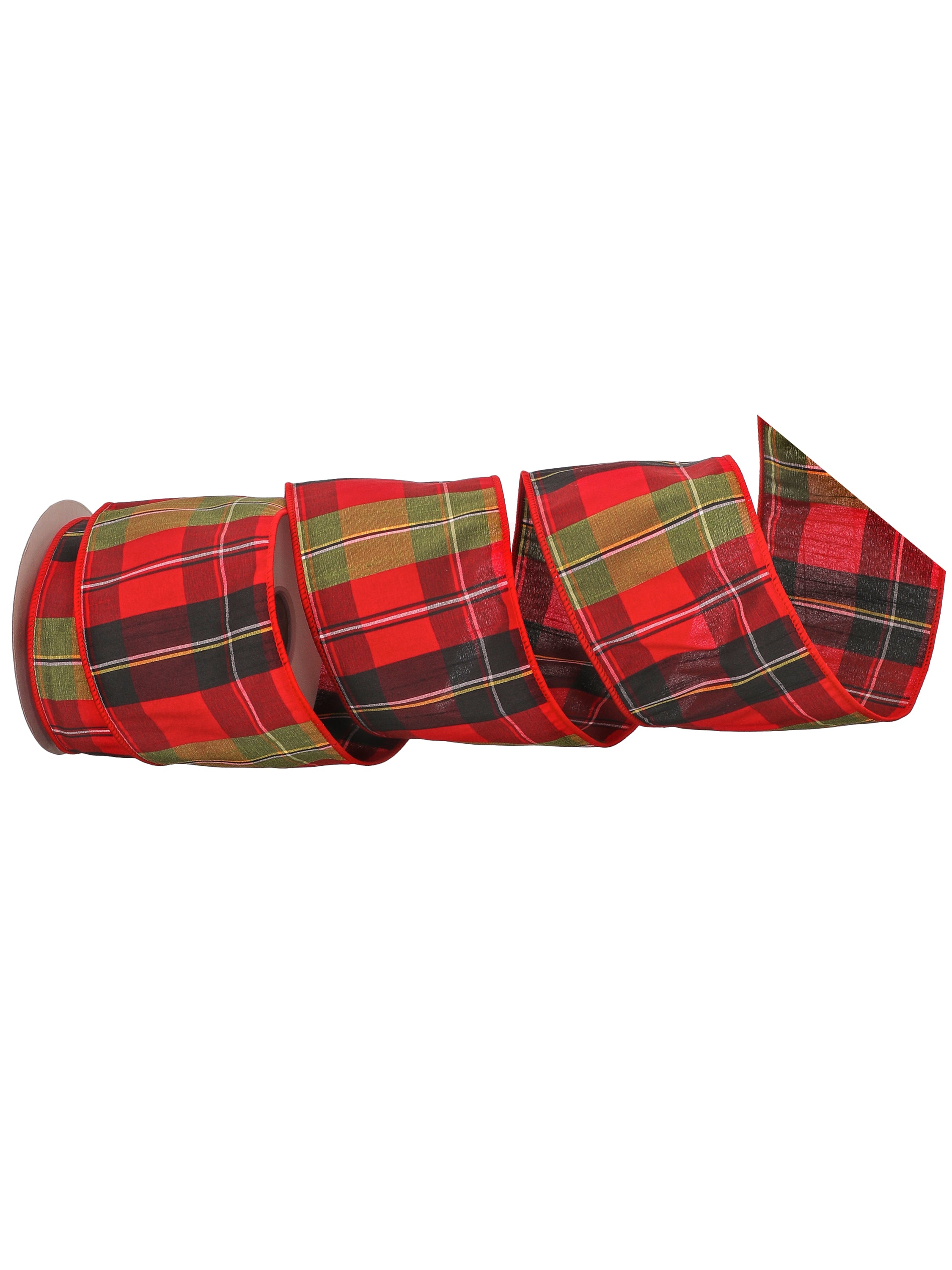 Red Black and Green Tartan Plaid Dupioni Ribbon