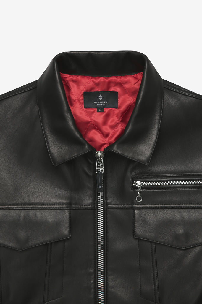 mens leather trucker jacket